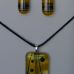 yellow streaky with black lines and balls pendant and earrings etsy